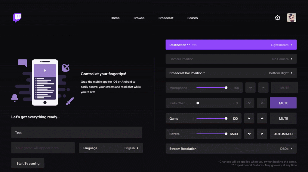 Enable party chat in the Twitch Xbox App