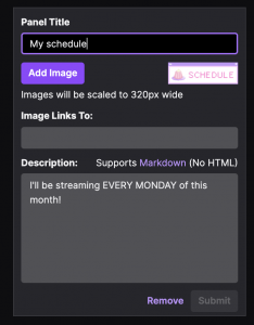 edit and delete Twitch Info Panels